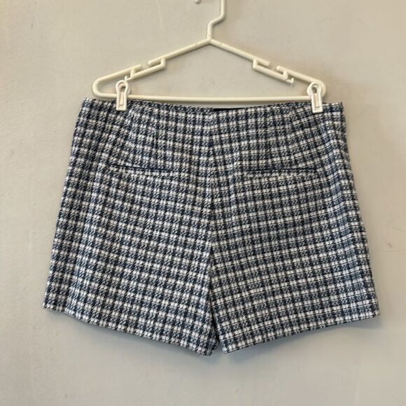 Loft plaid blue white twill shorts Size 14 EUC - Picture 4 of 7